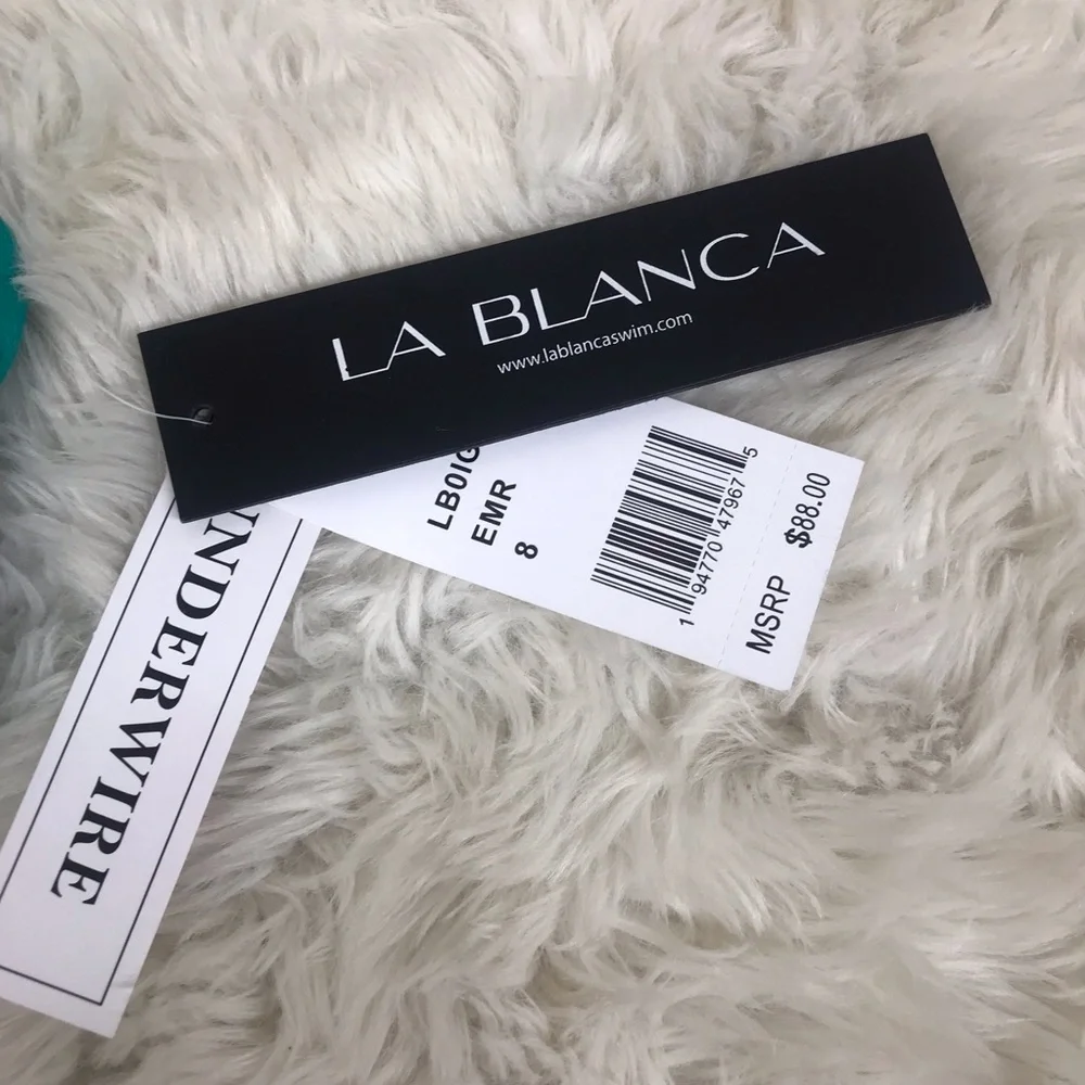 LA BLANCA Teal Island Goddess Wrap Underwire Bikini Top Emerald Green Size 8 New